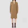 En Stock Mayorista del Fabricante Nuevo Vestido de Mezcla de Lana de Oveja con Cuello Polo de Manga Larga para Mujer