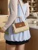 Bolso tejido de marco moderno y simple, bolso cruzado de paja, bolso de mano de paja nuevo, bolso de playa de vacaciones junto al mar estilo francés