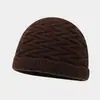 Gorro tejido jacquard de onda de agua para mujer, gorro de lana de ala enrollada para otoño e invierno, gorro cálido de punto con textura vintage para hombre, gorro de color liso para clima frío