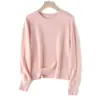 [Contiene 8.3% Cachemira] Suéter de Punto Simple y Cómodo de Lana y Cachemira para Mujer, Suéter Pulóver de Color Sólido 26 Otoño/Invierno