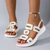 Chinelos Planos de Fivela Dupla Tamanho Grande para Mulheres, Sandálias de Praia Casuais Leves Estilo Retro Europeu e Americano para Mulheres