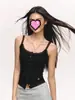 Camisole Grande com Decote U e Botões, Novo Estilo Primavera/Verão com Bojos, Roupa Íntima Feminina, Fresca e Adequada para Usar por Cima, Sem Mangas com Botões