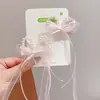 Pinza para el Cabello de Niña con Lazo de Cinta de Orejas de Conejo y Perlas, Accesorio para el Cabello Juguetón y Versátil con Cinta de Gasa