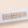 Unhas Postiças Olho de Gato Céu Estrelado Bolhas, 30 Peças, Cor Nude com Design de Estrelas, Estilo Curto, Efeito Iluminador, Tiras Nude