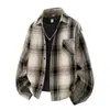 Camisa de Cuadros Suelta de Manga Larga para Hombre de Primavera y Otoño Retro Americano Casual Versátil Chaqueta Camisa Adelgazante Moderna