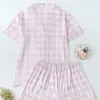 Conjunto de Pijama Cardigan Rosa de Seda Leite Transfronteiriço Europeu e Americano para Mulheres, Shorts de Manga Curta, Roupa de Casa Confortável e Respirável Conjunto Casual