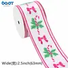 Cinta rosa navideña transfronteriza con borde de alambre, con estampados de Santa Claus, muñeco de nieve y cascanueces, hecha de tela de satén