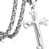 Lele Jewelry Colgante de Acero Inoxidable con Cruz Transfronteriza Europea y Americana Collar de Tres Capas Tridimensional Hip-Hop para Hombre Joyería para Hombre