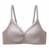 Sujetador Femenino Sin Costuras Dimeidanfen con Soporte Suave, Encaje, Tirantes Finos Fijos Cómodos, Recogida Lateral del Pecho, Adelgazante y Diseño Tridimensional