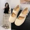 Sapatos Mary Jane planos retrô estilo francês para mulheres, novo modelo 2026, sapatos de calçar fechados atrás com uma tira e bico raso, mocassins femininos