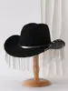 Chapéu de Cowboy Ocidental Popular Europeu e Americano com Franjas Finas Chapéu Pequeno Casual Elegante Chapéu de Festa de Festival Chapéu de Jazz
