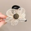 Pinza de Presión de Malla con Flores de Pedrería Verano 2024 para Mujer, Cabeza de Bola, Cola de Caballo Alta, Pinza Fija para la Parte Trasera de la Cabeza, Tocado de Lujo Ligero para Mujer