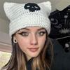 Comercio Exterior Amazon Transfronterizo Nuevo Gorro de Calavera Gato Tejido a Mano Calavera Orejas de Gato Sombrero para Adulto