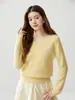 Estilo Elegante para o Trabalho~Suéter de Malha Cashmere com Tranças e Decote em V Feminino Solto de Fio Duplo Espessado Pulôver Suéter de Malha Camada Base