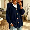 Cárdigan de punto con capucha y botones, estilo europeo y americano, nueva colección otoño/invierno, color liso, suéter casual y de moda para mujer