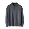 Camisa Base de Punto Fino con Cuello Polo para Hombre, Suéter Delgado 100% Lana para Primavera y Otoño, Prendas de Punto para Negocios Casual