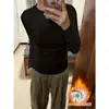 Algodón Puro/De Rong/Terciopelo de Zorro Plateado Compuesto Camiseta de Manga Larga Gruesa Otoño e Invierno Camiseta Interior Base para Mujer Top de Hombro Normal