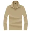 Nova coleção Primavera e Outono: Camisas polo masculinas confortáveis, respiráveis, hipoalergênicas e estilosas, com gola contrastante e mangas compridas, adequadas para o trabalho, o trajeto e o uso diário.; disponível em cores sólidas e designs minimalistas