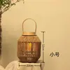 Lanterna Personalizada de Cânhamo Rústica Suporte para Velas Decoração de Pátio Lanterna de Rattan Vitrine de Loja Enfeites de Decoração de Feriado