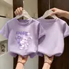 Nuevas camisetas de verano para niños mayores, ropa infantil de algodón puro con dibujos animados, camisetas elegantes y modernas, camisetas de manga corta para niñas