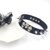 Collar personalizado estilo punk europeo y americano, collar gótico de aleación con remaches de calavera, collar de cuero para club nocturno, collar para Halloween