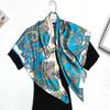 Lenço de Seda Artificial Novo de Verão Selecionado Cuidadosamente 90*90cm Lenço Quadrado Grande Lenço Estampado de Cavalo Feminino Lenço de Gaze Baotou