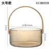 Mango de Madera Cesta de Vidrio de Borosilicato Alto Cubo de Hielo Multifuncional Bandeja para Frutas Bandeja Dividida para Frutos Secos Contenedor de Almacenamiento de Snacks para Sala de Estar