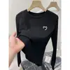 Camiseta de manga larga de algodón puro para mujer, nuevo estilo otoño 2026, adecuada tanto para usar sola como debajo de otras prendas, top básico de canalé ajustado con cuello redondo