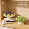 Plato de Frutas de Lujo Ligero con Borde Dorado, Plato de Frutas Deshidratadas de Gama Alta, Plato de Plástico para Bocadillos Domésticos para Sala de Estar, Plato Grande con Forma de Flor de Pie Alto