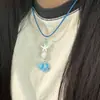 Collar de pez payaso travieso azul glaciar con diseño de nicho para mujer, colgante de cuentas de ópalo, cadena de clavícula con forma de estrella de mar