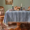 Toalha de mesa estilo Ins para café, à prova d'água e de óleo, toalha de mesa de jantar sem lavagem, toalha de mesa retangular de algodão e linho de cor sólida para mesa de cabeceira