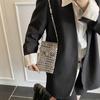 Bolso de Hombro Nuevo para Mujer de Primavera y Verano Moda Hecho a Mano Plateado con Cuentas Bolso para Teléfono Móvil Sencillo de Color Sólido para Viajeras
