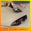 Elegantes Zapatos de Trabajo de Tacón Bajo de Una Línea Versátiles Zapatos Mary Jane Punta Francesa Zapatos de Aguja para Mujer 2025 Primavera y Otoño Nuevo Estilo