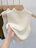 Vestido colorido das mulheres malha vest verão novo terno interno meia gola tartaruga cor sólida slim-fit gelo seda mangas top desgaste externo