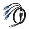 Cable de Datos de Carga Súper Rápida de Uno a Tres 120W Adecuado para Android, Apple, Huawei Tipo C Cable de Carga Tres en Uno