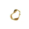 Oamaika Anillo Curvo Brillante de Diseño Sencillo de Nicho Europeo y Americano Anillo Personalizado Anillo Ajustable de Acero Inoxidable para Dedo Índice