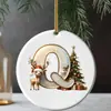 Nueva decoración navideña transfronteriza: Colgante acrílico 2D con letra y diseño de ciervo para árbol de Navidad y decoración navideña del hogar