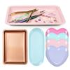 Bandeja cuadrada de acero inoxidable para joyería transfronteriza, herramientas para uñas, bandeja de almacenamiento en forma de corazón, bandeja para cosméticos, colección de platos de metal
