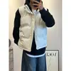 Chaleco de Algodón Negro con Cuello Alto Rígido para Hombre, Chaqueta de Otoño e Invierno, Chaleco Grueso con Cintura Marcada, Ropa de Abrigo sin Mangas de Algodón de Alta Gama