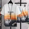 Nuevo Traje Casual de Color Degradado de Moda para Hombre Verano Juventud Moda Deportiva Pantalones Cortos de Exportación Camiseta Corta Conjunto de Dos Piezas
