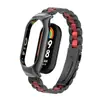 Adequado para Pulseira Xiaomi Mi Band 8, Pulseira de Aço Inoxidável Sólido com Três Contas, Pulseira de Metal Versão Cerâmica Xiaomi Mi Band 9