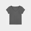 Shijian [Algodón para Bebé Clase A] Borde de Media Luna Adelgazante Cuello en V Suave y Acogedor 2026 Camiseta de Manga Corta para Mujer 41715