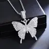 Colar Pingente Borboleta Cravejado de Diamantes Mais Vendido Transfronteiriço, Luxo Leve, Versátil e Personalizado Corrente para Suéter de Aço Inoxidável, Acessórios Masculinos e Femininos
