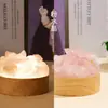 Luz noturna de cristal natural, luz ambiente de aglomerado de cristal, ornamento de presente criativo de resina, luminária de cabeceira para o quarto, luz noturna amigável aos olhos