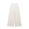Pantalones Casuales de Pierna Ancha Sueltos Transparentes de Cintura Alta Elástica Color Sólido Imitación de Encaje Ropa Europea y Americana Transfronteriza