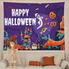 Tapiz colgante de Halloween con murciélagos aterradores, arañas gigantes, calabazas de dibujos animados y decoraciones de fiesta de fantasmas