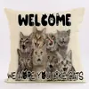 Funda de Almohada de Lino de Fibra Corta Serie Gato Lindo Más Vendido de Temu Funda de Almohada para el Hogar Funda de Almohada sin Relleno