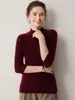 Suéter de luxo 100% cashmere de alta qualidade e leve para mulheres, com gola alta discreta, mangas de três quartos, corte justo e design de malha sem costura em peça única, perfeito como camada base