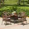 Silla de Ratán Juego de Tres Piezas Mesa de Té y Sillas para Balcón Combinación Cenador Mesa y Sillas de Exterior Patio Balcón Silla de Ocio Mesa y Sillas de Exterior