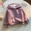 Sudadera con capucha para niños Color liso Holgada Corta Estilo Primavera Otoño Unisex Niños Chaqueta Casual Gruesa Color Caramelo Superior